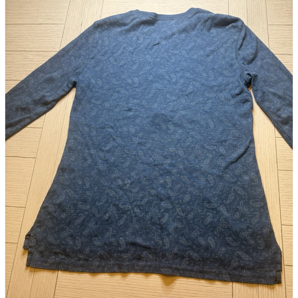 Chaps Women's Sz. M Navy Paisley‎ Print Long Sleeve Henley Shirt 100% Cotton - Picture 9 of 9